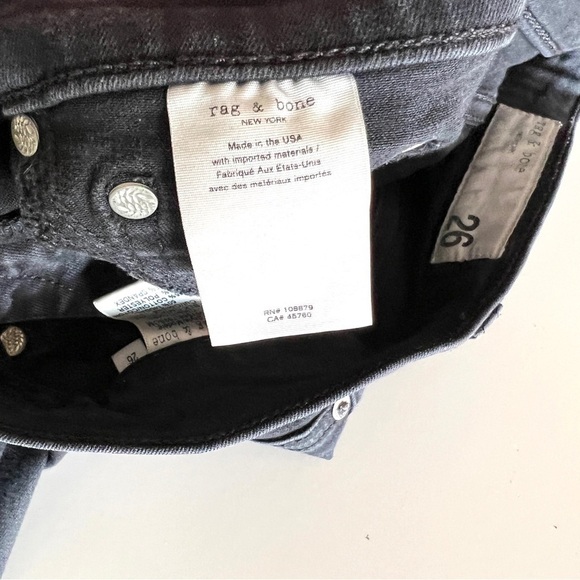 Rag & Bone Skinny Ankle Jeans Women's 26 Black Stretch Denim High Rise - Picture 13 of 14